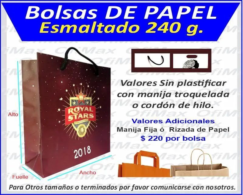 Bolsas de papel esmaltado de 240, bogota, colombia